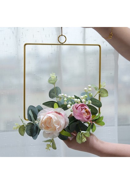Silhouette Çiçek Çember Çelenk Garland Yapay Gül Çiçek Metal Halka Çember Çelenk Düğün Kreş Duvar Dekor Için, Kare (Yurt Dışından)