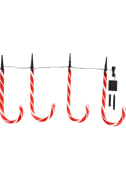 Silhouette Adet Güneş Enerjili Noel Yolu Şeker Kamışı Geçit Işık Kazık Lambası Açık Bahçe Noel Yeni Yıl Dekorasyonu Güneş Lambası (Yurt Dışından)