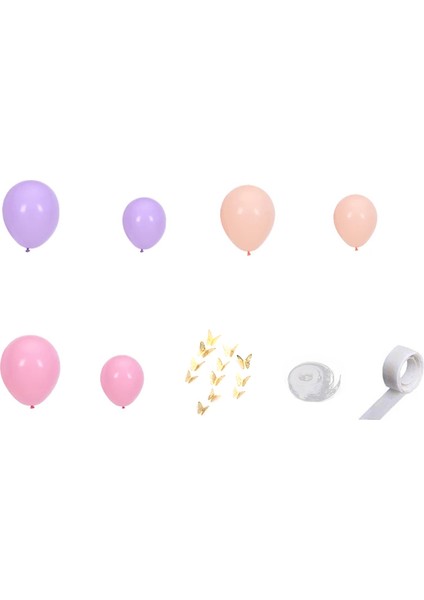 Silhouette Macaron Pembe Mor Balon Çelenk Kelebek Kemer Düğün Sevgililer Günü Bebek Duş Doğum Günü Partisi Arka Plan Dekor (Yurt Dışından)