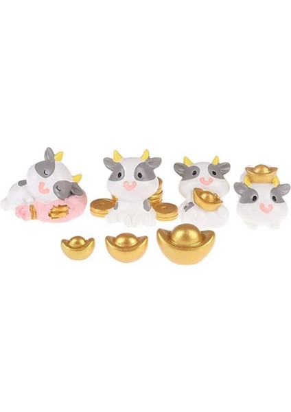 Silhouette 7 Adet Sevimli Mini Inek Külçe Modeli Heykelcik Süs Servet Şans Ev Masaüstü Dekor Koleksiyon (Yurt Dışından)