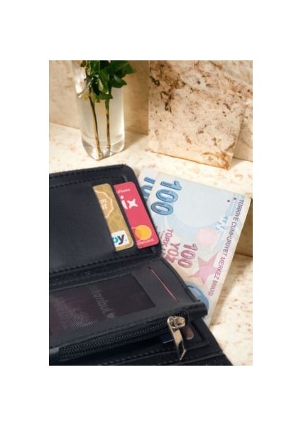 Kadın Yumuşak Derili Çıtçıtlı ve Fermuarlı Şık Siyah Cüzdan Kartlık Aksesuar fırsatları