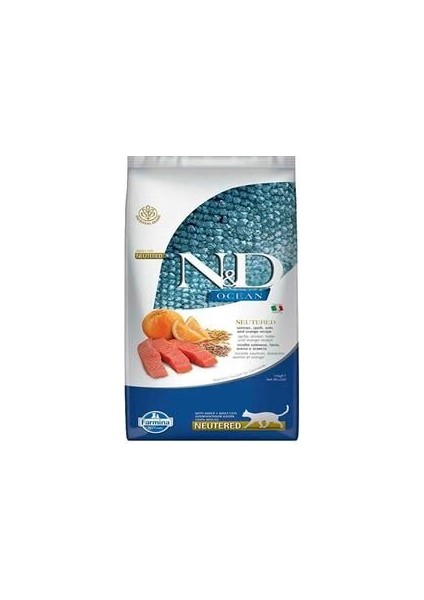 Nd Ocean Somonlu ve Portakallı Düşük Tahıllı Kısırlaştırılmış Kedi Maması 10KG