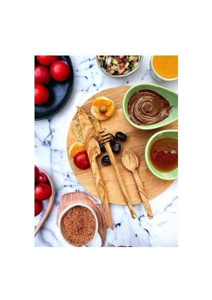 Doğal Zeytin Ağacından Yapılma Ahşap Mama Tatlı Kaşık ve Sunum Servis Bıçak Seti fiyatları