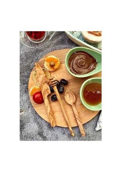 Doğal Zeytin Ağacından Yapılma Ahşap Mama Tatlı Kaşık ve Sunum Servis Bıçak Seti fırsatları
