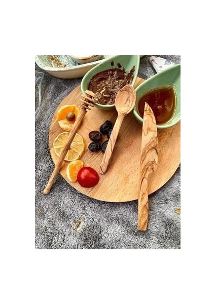 Doğal Zeytin Ağacından Yapılma Ahşap Mama Tatlı Kaşık ve Sunum Servis Bıçak Seti indirimleri