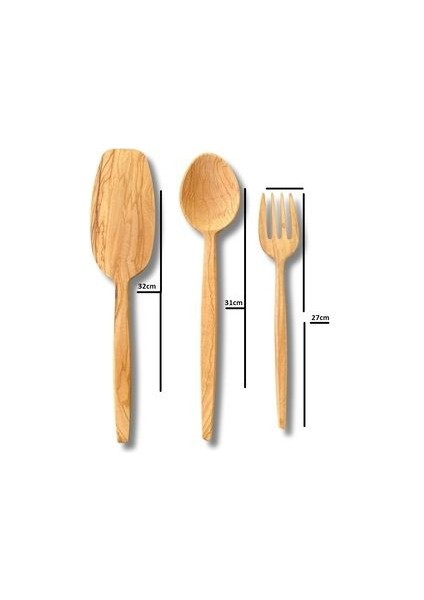 Ahşap 3 Parça Zeytin Ağacı El Işçiliği Sunum ve Yemek Kaşığı ve Seti Tahta Kaşık Mutfak Gereçleri indirimleri
