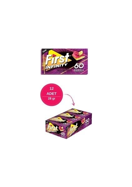 Infinity 60 Dakika Ahududu & Limon Aromalı Şekersiz Sakız - 12 Adet