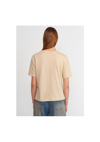 3683 Bisiklet Yaka Basic T-Shirt-A.bej fiyatları