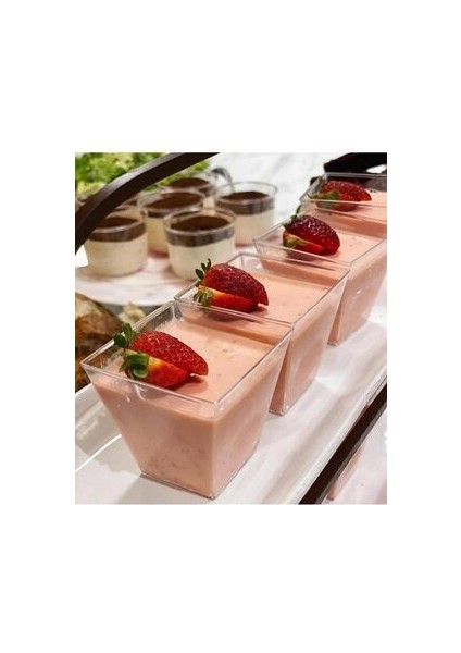 Kübik Prizma Mika Plastik Şeffaf Kapaksız Sunum Kabı 200 cc .10.* Adet Tatlı & Meze ve Salata Kasesi fiyatları