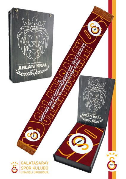 Lisanslı Akrilik Şampiyon Galatasaray Atkı Hediyelik Ahşap Kutulu
