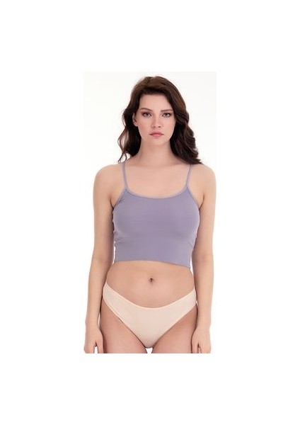 Kadın Ip Askılı Lazer Kesim Crop Büstiyer - BST2005