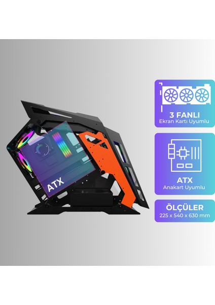 Emperor Atx Robotik 7 Rgb Fanlı Şeffaf Cam Panel Gaming Oyuncu Bilgisayar Kasası