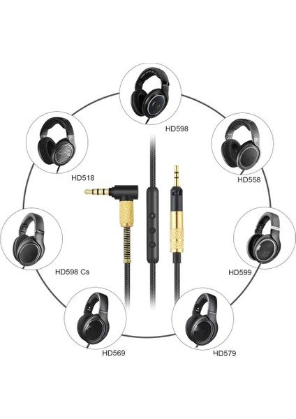 Sennheiser HD518 HD558 HD598 HD595 HD559 HD569 HD579 HD599 (Mikrofonlu) Için Kulaklık Yedek Ses Kablosu (Yurt Dışından) modelleri