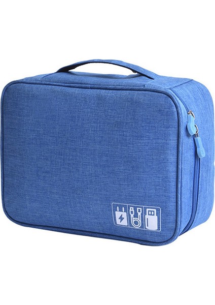 Taşınabilir Kablo Saklama Çantası Su Geçirmez USB Veri Hattı Şarj Cihazı Fiş Düzenleyici Seyahat Düzenleyici Mavi (Yurt Dışından)