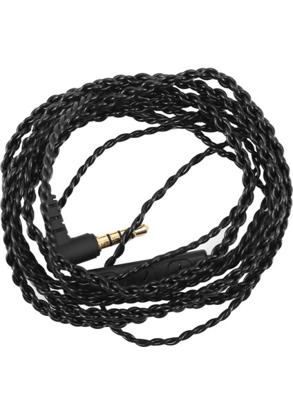 Kulaklık Ses Kablosu Onarımı Yedek 3.5mm Trs Jack Dıy Dirsek Kulaklık 4 Bakır Maça Telleri Mic ile Ses Kontrolü (Siyah) (Yurt Dışından)