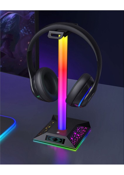 Oyun Kulaklık Standı Rgb Işık Çift USB Bağlantı Noktalı 3.5mm Ses Dokunmatik Kulaklık Standı Işık (Yurt Dışından) fırsatları