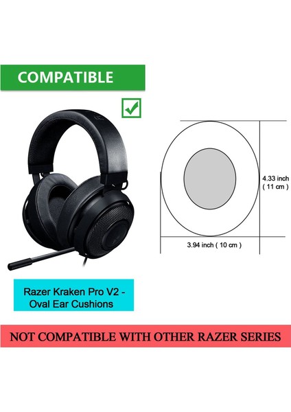 Yedek Kulak Yastıkları, Razer Kraken Pro V2 Için 2 Parça Bellek Köpük Kulak Yastık Seti Koruyucu Kapak - Oval Kulak Kulaklık (Yurt Dışından)