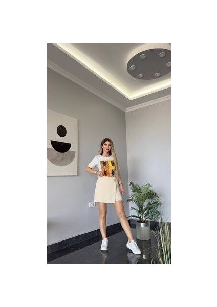 Kadın Şort Etek T-Shirt Takım