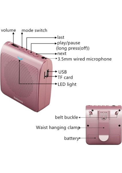 Rolton Taşınabilir Mikrofon Hoparlör Mini Ses Amplifikatörü USB Tf Kartlı Fm Radyo Öğretmen Tur Rehberi Için (Siyah) (Yurt Dışından) modelleri