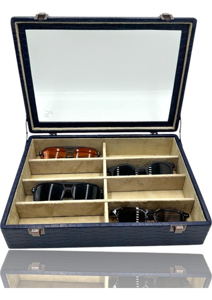 Diji 8'li Gözlük Kutusu Gözlük Çantası Timsah Lacivert