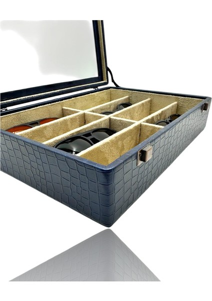 Diji 8'li Gözlük Kutusu Gözlük Çantası Timsah Lacivert modelleri