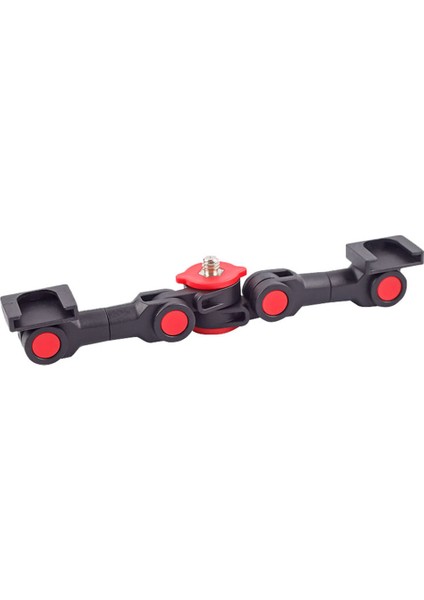 Dönebilen Soğuk Ayakkabı Montaj Adaptörü Telefon Klipsi ile Çift Soğuk Ayakkabı Uzatma Çubuğu Braketi Kameralı Telefon LED Işık (Yurt Dışından)