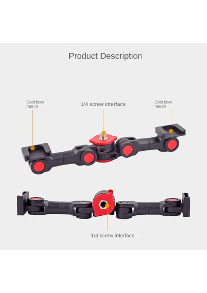 Dönebilen Soğuk Ayakkabı Montaj Adaptörü Telefon Klipsi ile Çift Soğuk Ayakkabı Uzatma Çubuğu Braketi Kameralı Telefon LED Işık (Yurt Dışından) modelleri