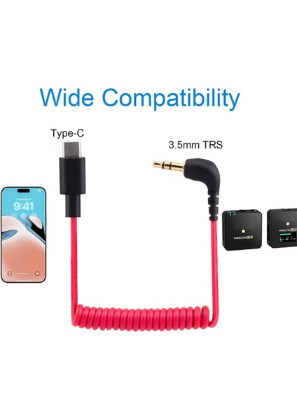 Rode Wireless Go Iı Için USB C - 3,5 mm Kablo, Sarmal Dik Açı Trs Erkek Dac Aux Adaptör Ses Kablosu (Yurt Dışından)