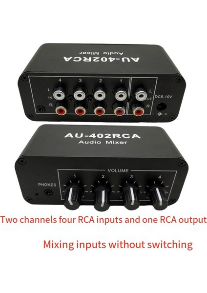 AU-402RCA Stereo Ses Mikseri Çok Kanallı Ses Kaynağı Reverberator Ses Kontrolü 3.5mm Kulaklık Sürücüsü 4 Giriş (Yurt Dışından)