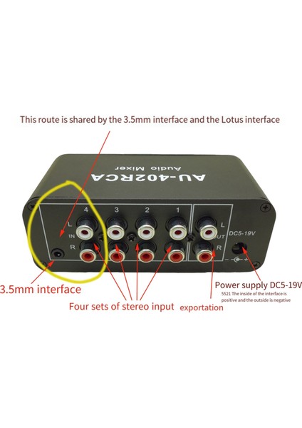 AU-402RCA Stereo Ses Mikseri Çok Kanallı Ses Kaynağı Reverberator Ses Kontrolü 3.5mm Kulaklık Sürücüsü 4 Giriş (Yurt Dışından)