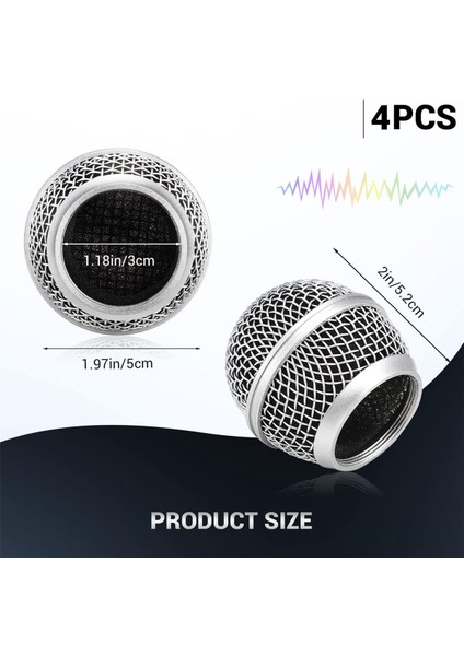 4pcs Mikrofon Izgarasının Değiştirilmesi, SM58 Kablosuz Mikrofon ve Kablolu Mikrofonlar Için Örgü Mikrofon Izgarası Kafası, Gümüş (Yurt Dışından)