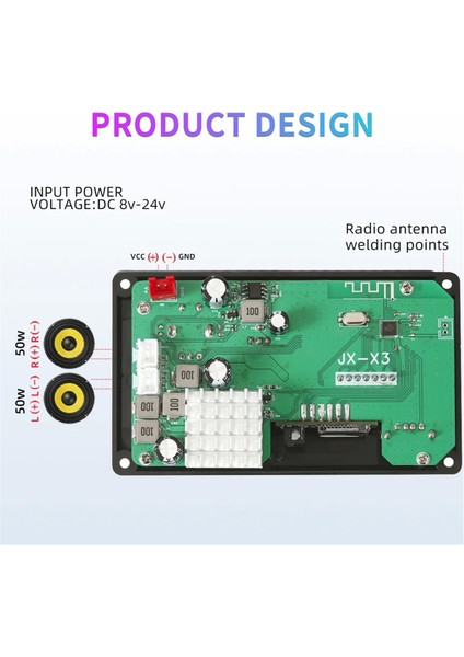 50W Amplifikatör Dıy Mp3 Dekoder Kartı Bluetooth 5.0 Dc 8-24V Araba Mp3 Çalar USB Fm Aux Çağrı Kaydı Ses Kontrolü (Yurt Dışından) modelleri