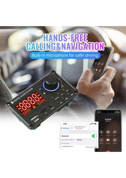 50W Amplifikatör Dıy Mp3 Dekoder Kartı Bluetooth 5.0 Dc 8-24V Araba Mp3 Çalar USB Fm Aux Çağrı Kaydı Ses Kontrolü (Yurt Dışından) indirimleri