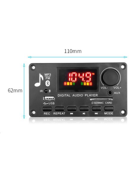 Renkli Ekran Mp3 Çalar Dekoder Kurulu 2X40 W Amplifikatör Çağrı Kaydı Bt Araba Fm Radyo Modülü Desteği Tf USB Aux 3.5 Wav (Yurt Dışından)