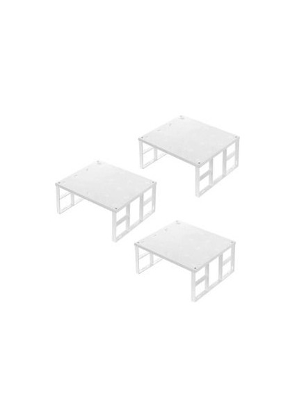 3 Adet Organizers Büyük Dolap Içi Düzenleyici Metal Raf, Bardak Rafı, Düzenleme Rafı