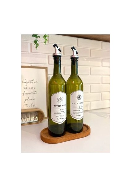 Ahşap Stantlı Amber 2'li 750 ml Zeytinyağı Sıvıyağ Şişesi Yağdanlık Yağlık fiyatları