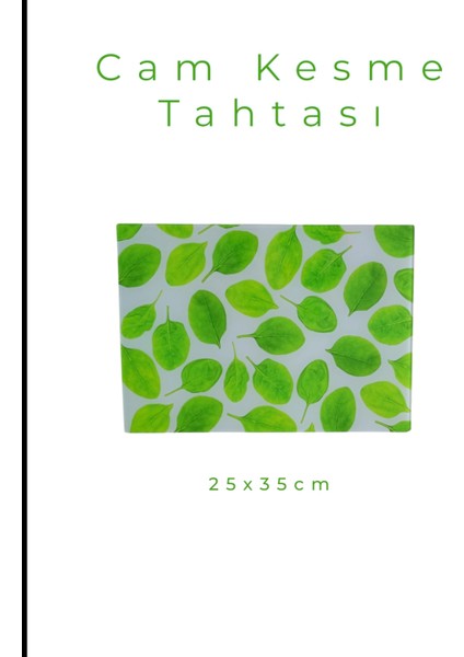 Cam Kesme Tahtası* Mutfak Tahtası Kare 25X35CM Reyhan Görünümlü