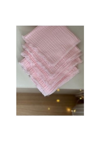 %100 Pamuk Bebek Ağız Silme Mendili 4'lü Set 30X30CM Pembe Omuz Örtüsü Ter Mendili