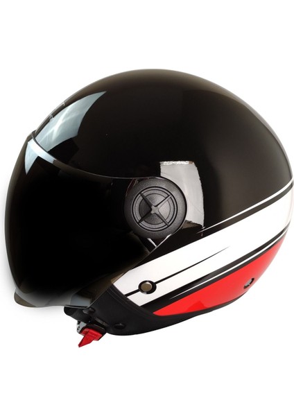 FX-101 Açık Kask (Siyah/beyaz/kırmızı)