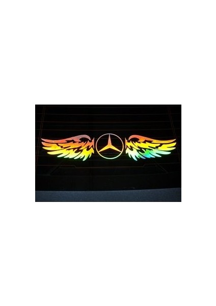Mercedes-Benz Uyumlu Hologram Kanat Logo Sticker Çıkartma Oto Aksesuar Araba