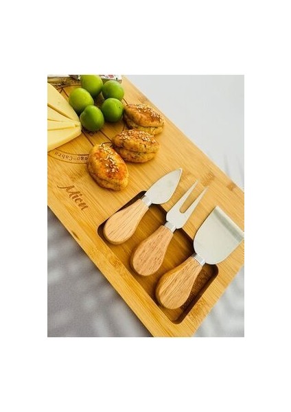 Bambu Kahvaltı Peynir ve Sunum Tabağı- Kahvaltı Sunum Tahtası (4parça) 18X38