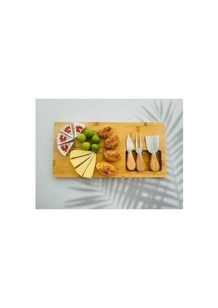 Bambu Kahvaltı Peynir ve Sunum Tabağı- Kahvaltı Sunum Tahtası (4parça) 18X38