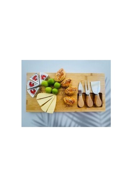 Bambu Kahvaltı Peynir ve Sunum Tabağı- Kahvaltı Sunum Tahtası (4parça) 18X38