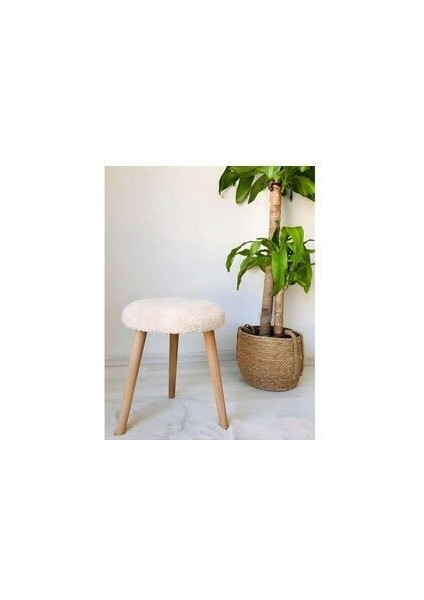 Gürgen Ahşap Retro Ayak Dekoratif Krem Pelüş Puf Tabure Bench Koltuk Sandalye fiyatları