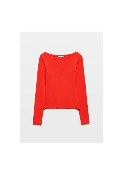 31332 Kayık Yaka Uzun Kollu Top-K.kırmızı