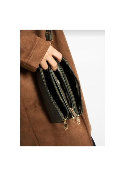 Eflanbutik Sanmorris Yeşil 3 Bölmeli El ve Çapraz Kullanıma Uygun Omuz Çantası fırsatları