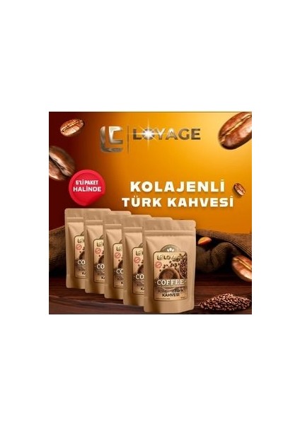 Orta Kavrulmuş Taze Çekilmiş 5 Adet Kolajenli Türk Kahvesi 100 G x 5