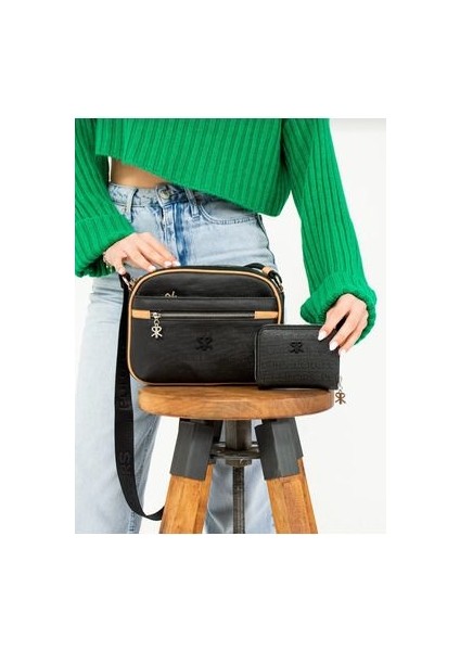 Polo Of Colors Siyah Çapraz Kullanıma Uygun Çanta ve Cüzdan