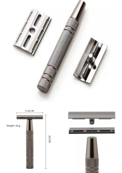 Shave S9 Full Metal Manuel Tıraş Makinesi + U3 Full Metal Ustura + 20'li Platinum Yaprak Jilet