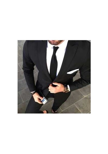 By Joseph Siyah Slim Fit Yelekli Erkek Takım Elbise